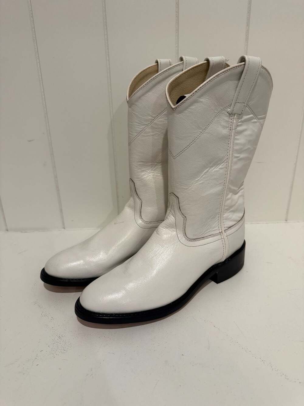 Old West SRL4021 Women's White Leather Cowboy Western Boot